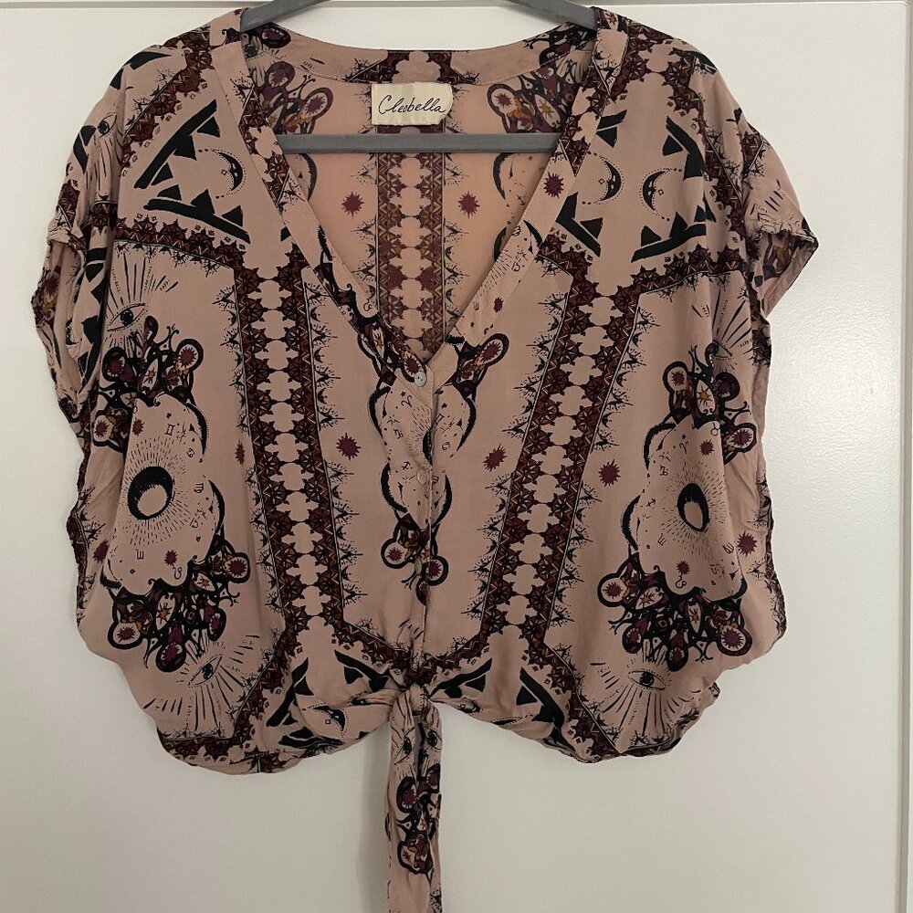 Cleobella Floral Cropped Top with Tie Size M